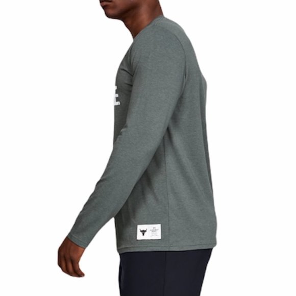 Under Armour Project Rock Iron Paradise Long Sleeve Gray T-shirt UA Tech Fabric - Picture 4 of 6